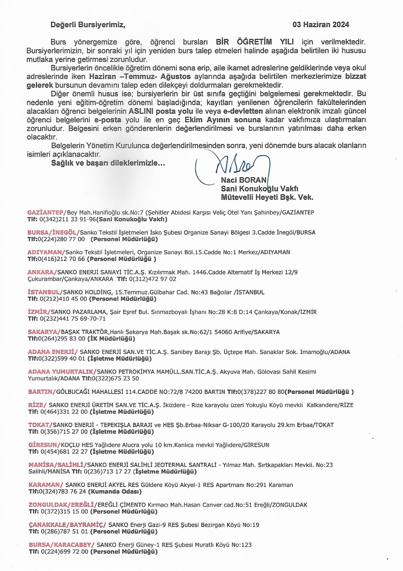 2024-2025 DİLEKÇE MESAJI